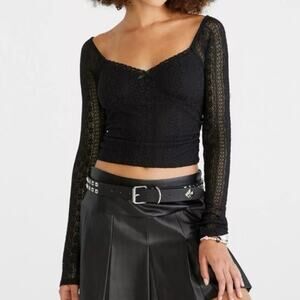 Aeropostale NEW Large Black‎ Sweetheart Neckline Lace Shirt